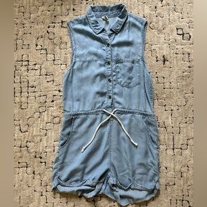 Forever 21 sleeveless soft denim collared romper